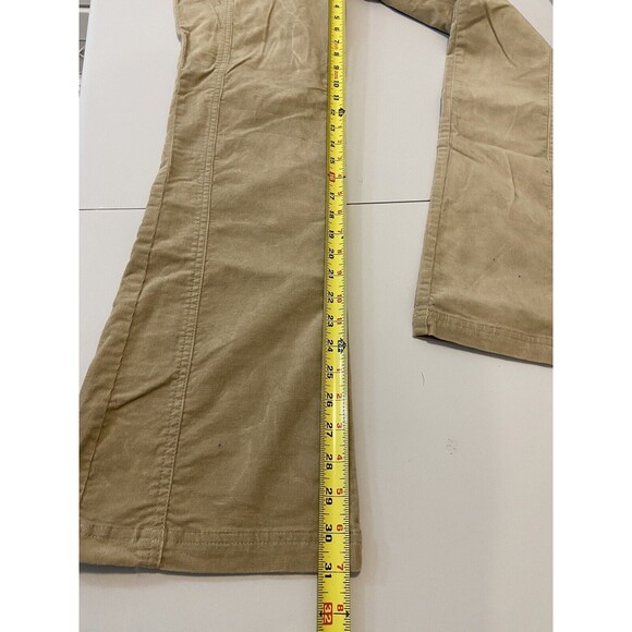 Revolt Rare Vintage Corduroy Retro Flare Jeans Sz 14 Khaki High Rise Laceup New - Picture 10 of 13
